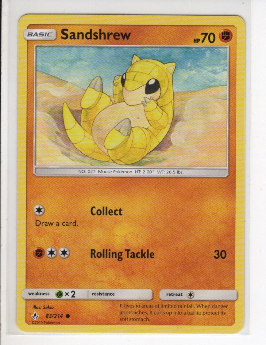 SANDSHREW UNBROKEN BONDS SET POKEMON CARD 83/214 LP