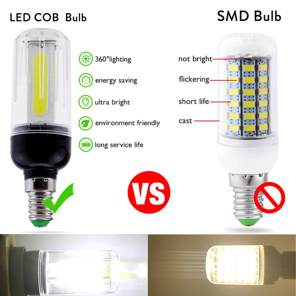LED Corn Bulb E27 E12 E26 E14 B22 COB White Light 60W 80W Incandescent Lamp RK - Image 4 of 4