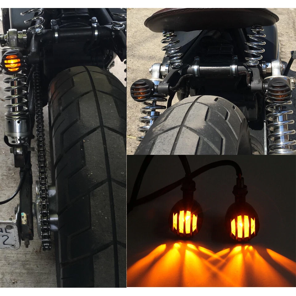 Luces de señalización de giro de bala de parrilla de motocicleta para Harley Café Racer Bobber Chopper Foto 3 de 4