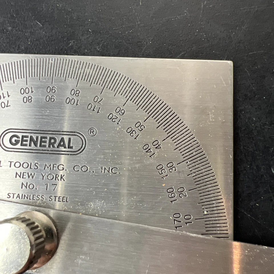 General Tools Stainless Steel Miter angle Protractor no. 17 Made in USA - Image 3 of 4
