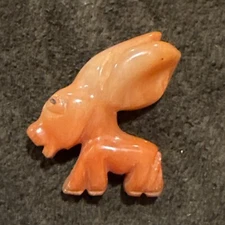 Vintage Carved Stone Donkey Brooch Pin Coral? Unsure Of Stone