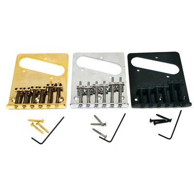Gold Black Chrome 6-Saddle Guitar Bridge for FD Tele Telecaster Guitar Top Load