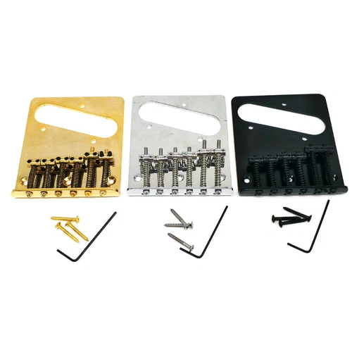 Gold Black Chrome 6-Saddle Guitar Bridge for FD Tele Telecaster Guitar Top Load