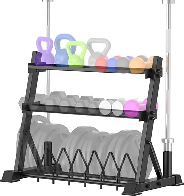 Dumbbell Rack 3-Tier Weight Plate Rack Storage Stand for Dumbbell/Kettlebell/Wei