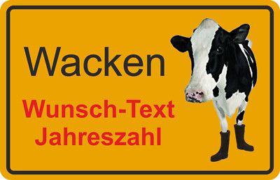 20cm car sticker cow rubber boots Wacken place sign desired text number W32