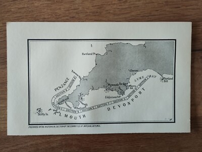 Diagramm der Patrouillen Falmouth und Devonport - 1931 antike Marineadmiralität 1. Weltkrieg Karte