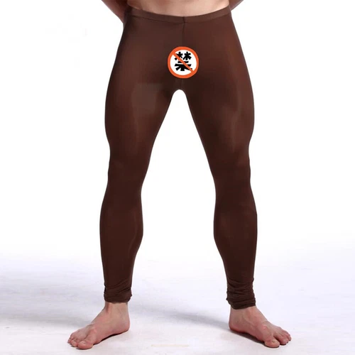 Men Sexy Ice Silk Leggings Sheer See-through Slim Tight Long Johns Trousers - Picture 16 of 33
