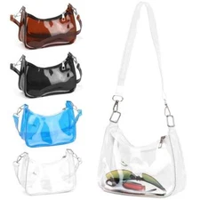 Clear Tote Bag PVC Stadium Approved Shoulder Handbag Purse Crossbody w/ Zipper
