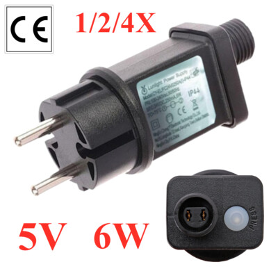 1-4X Trafo Stecker 5V DC 6W Weihnacht LED Lichterkette Beleuchtung IP44 NEU