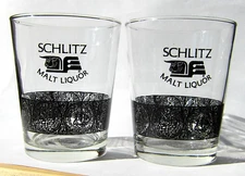 Two Schlitz Malt Liquor 14 Ounce Beer Glasses