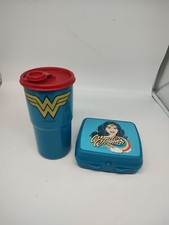 Tupperware Wonder Woman 2 PIece Lunch Set Cup / Mug, Sandwich Container