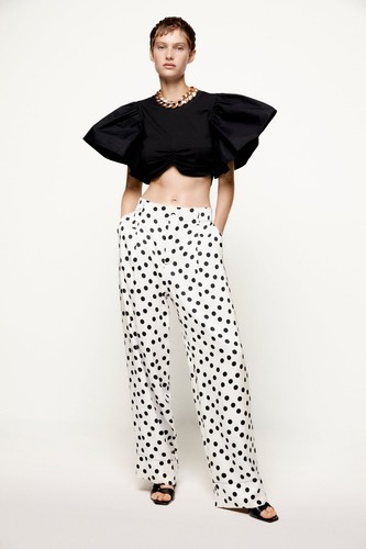 Polka Dot Flowing Trousers Pant 8555 
