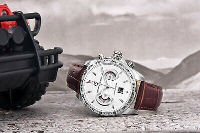 PAGANI DESIGN Mens Chronograph Leather Watches Stainless Steel Luxury  Quartz | eBay