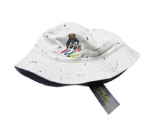Polo Ralph Lauren White Polo Bear Paint Splatter Chino Bucket Hat S/M