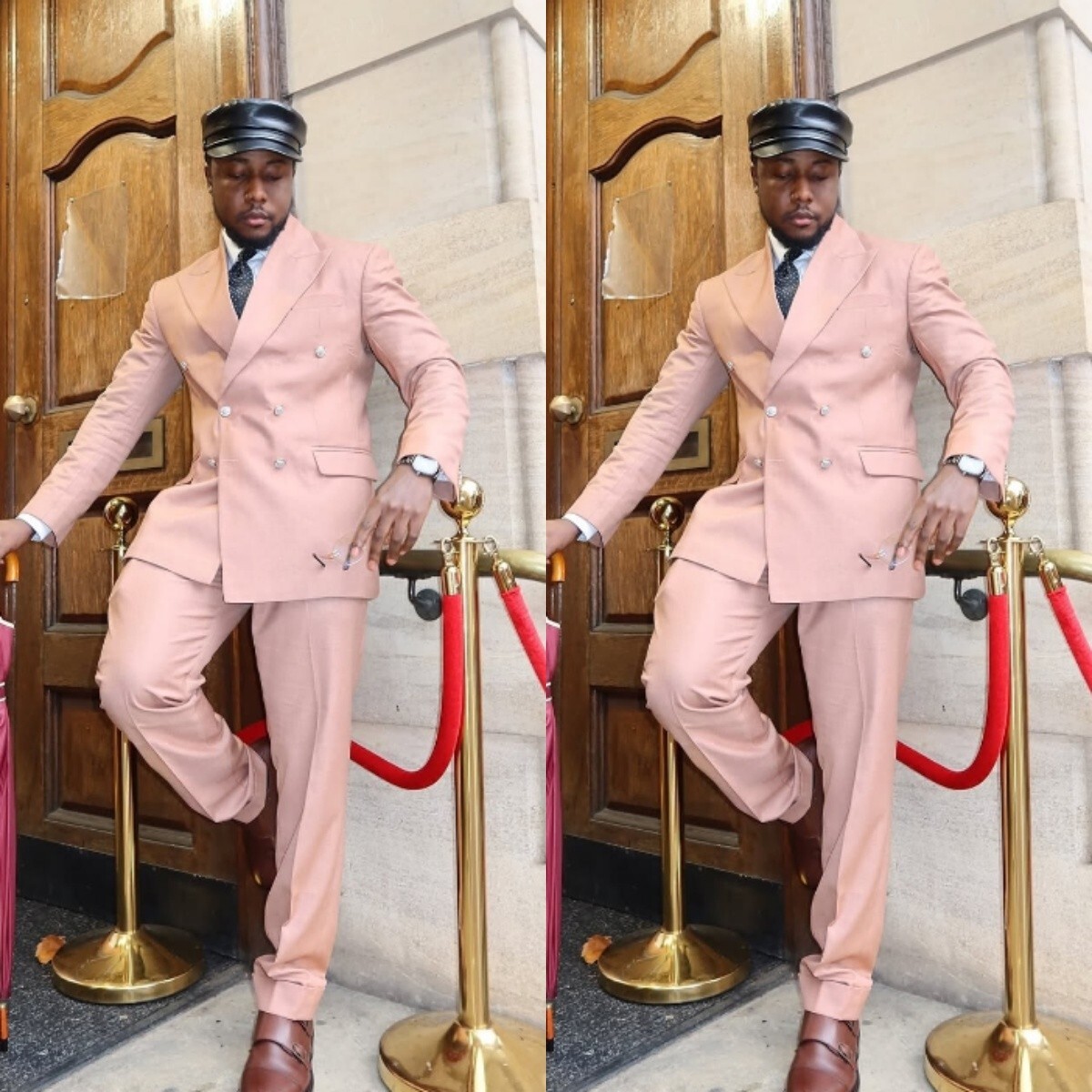 Pink Men's Suit Double Breasted Peak Laple 2Pcs Party Menstyle