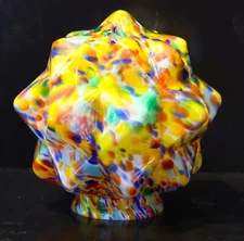 MULTI-COLOR SPATTER END OF DAY STAR ART GLASS DECO CZECH GLASS LAMP SHADE GLOBE