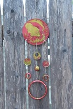 Handmade Resin Art Piece Hanging Decor Abstract Golden Circles - Zephyr