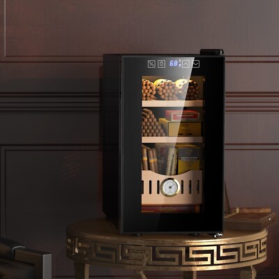 25L Electric Cigar Humidor with Spanish Cedar Wood Shelves 200 Capacity Cooling