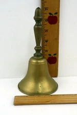 Vintage All Brass Dinner School House Church Hand Bell 7-1/2" Tall EUC