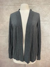 Worthington Cardigan Sweater Womens Gray Heather Long Sleeve Open Front Size PL