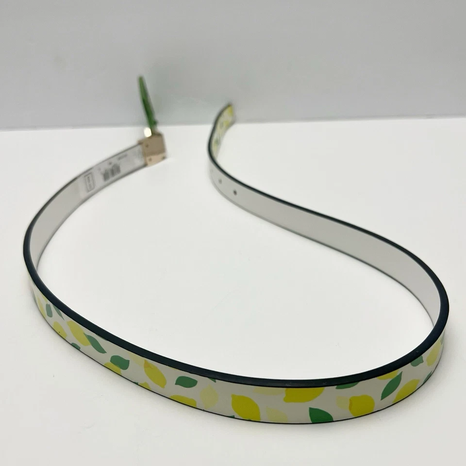 Cinturón reversible Kate Spade New York estampado limón cuero blanco pequeño NUEVO Foto 2 de 4