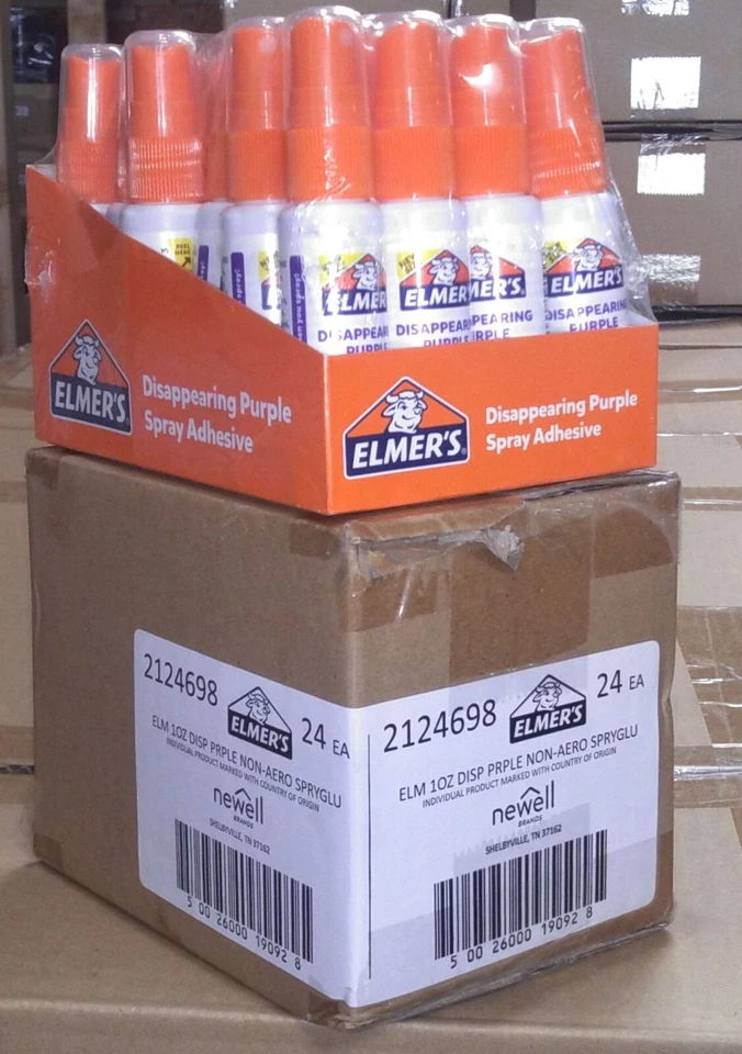Pegamento adhesivo en aerosol púrpura desaparecido Elmer's caja de 24 1 oz Foto 2 de 3