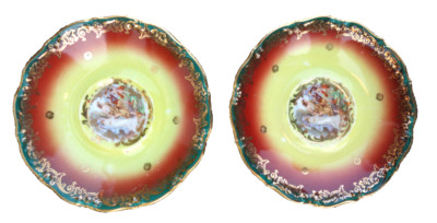 2 x Tellerchen P.M.B. Dec. Dresden bunt tolles Motiv ca. 11,5cm Durchmesser