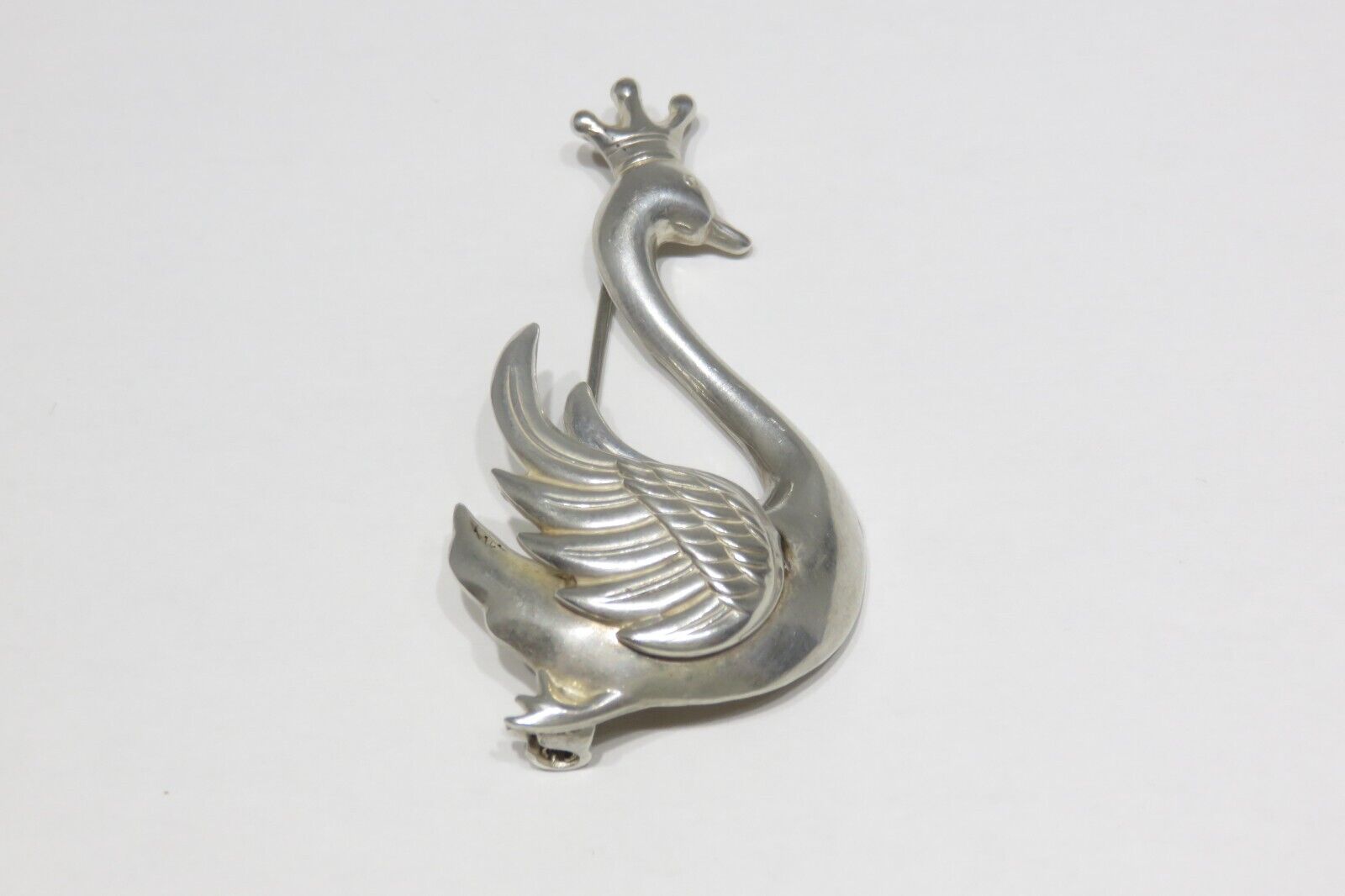 Antique Lang Crowned Swan Sterling Silver Brooch … - image 9