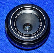Canon PELLEX 38mm F:2.8 lens in case with caps, BEAUTIFUL 