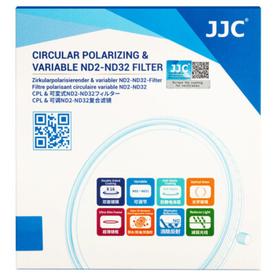 JJC F-NC82 Zirkularer Polarisations- und variabler ND2-ND32-Filter 82 mm