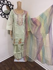 Pakistani Indian Mirror Embroidered Shalwar Kameez 3pcs Medium