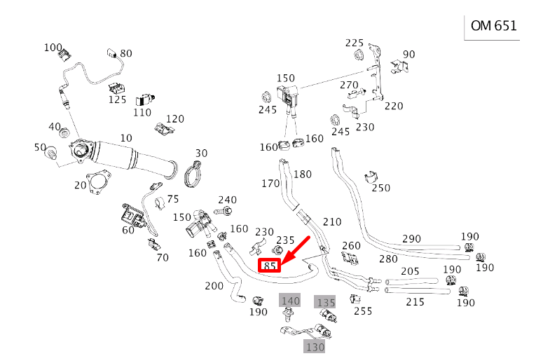 MERCEDES-BENZ CLA C117 Druckleitung Abgasschlauch A2464920859