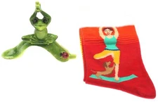 Yoga Womens Socks Frog on a Leaf Dog Pink Gag Gift Decor