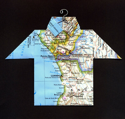 Origami Map Shirt Africa, Cabinda, Gabon, Angola, Congo, Brazzaville, Kinshasa