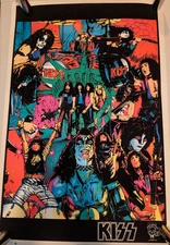 Kiss Music Poster COMICS BLACKLIGHT FLOCKED FELT