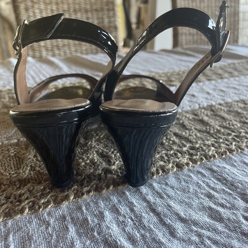 Brazilio Ladies Kitten Heel Black Patent Leather Slingback Shoes Size EU 37 - Picture 4 of 7