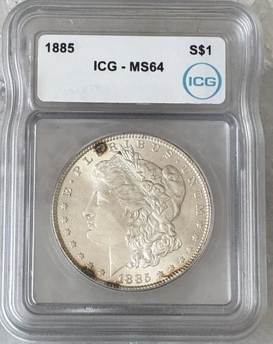 1885 Morgan Silver Dollar ICG Graded MS64 .900 Fine High Grade Coin American USA