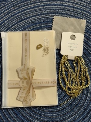 14K Gold Plated Waterproof 5-Bracelet Chain Set with Heart A Initial Charm