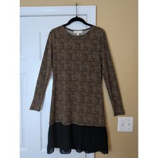 Michael Kors Leopard Print Pleated Hem Dress Dize XS NWT Designer Mini Dress