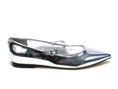 Calvin Klein Kamryn Pointed Toe Mary Jane Flat (Women's) - Silver - Sz 6.5 M