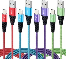Bynccea Type C Charger Cable 10FT 4-Pack Blue-Red-Purple-Light Green 10ft