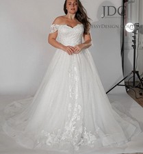 Glitter White Lace Wedding Dress Bridal Gown 32-60 Plus Size Off Strappy Beaded