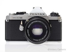 Pentax ME Super Chrome 35mm SLR Camera w/ 50mm f2 Lens EXC