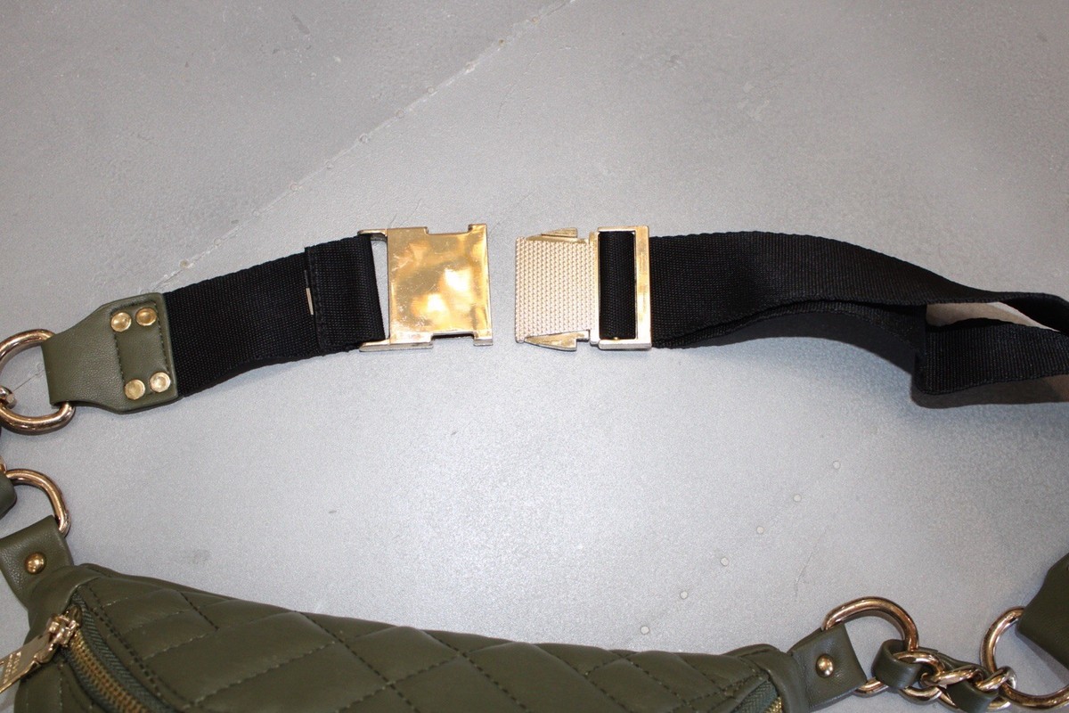 Steve Madden Quilted Olive Green Belt Bag Fanny Pack Gold  display picture 3