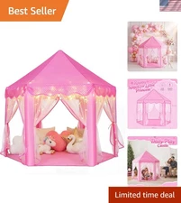 Spacious Pink Princess Play Tent with Star Lights - Perfect for Imaginative Play