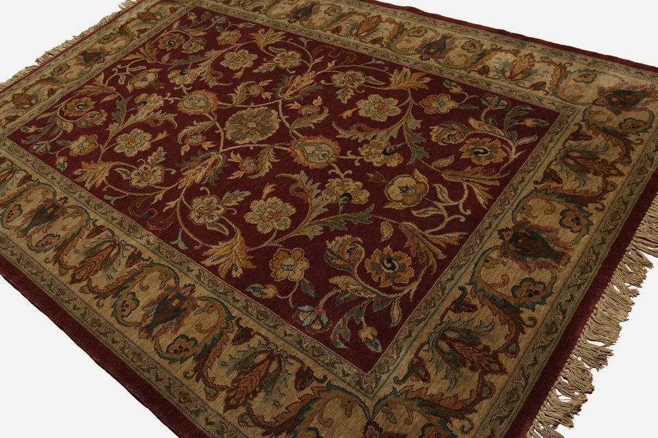 Alfombra Oushak Karastan 6'x9' verde borgoña lana Nueva Zelanda acabado antiguo Foto 2 de 4