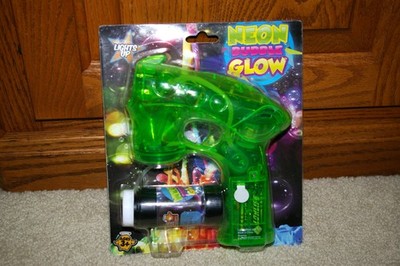 Bubble Gun Glow Blaster for Kids LED Lights Light-Up Neon Party Shooter Toy BNIP