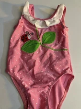 Vtg Girls Wave Zone Swimsuit Bathing Suit, 24months. Pink Embroidered Ladybug