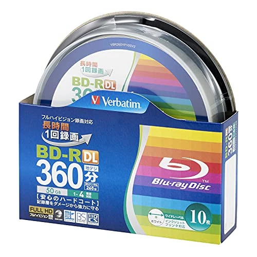 10 Verbatim Bluray Disc 50 GB BD-R DL Dual Layer Blu-ray Inkjet Printable NEW - Picture 1 of 6