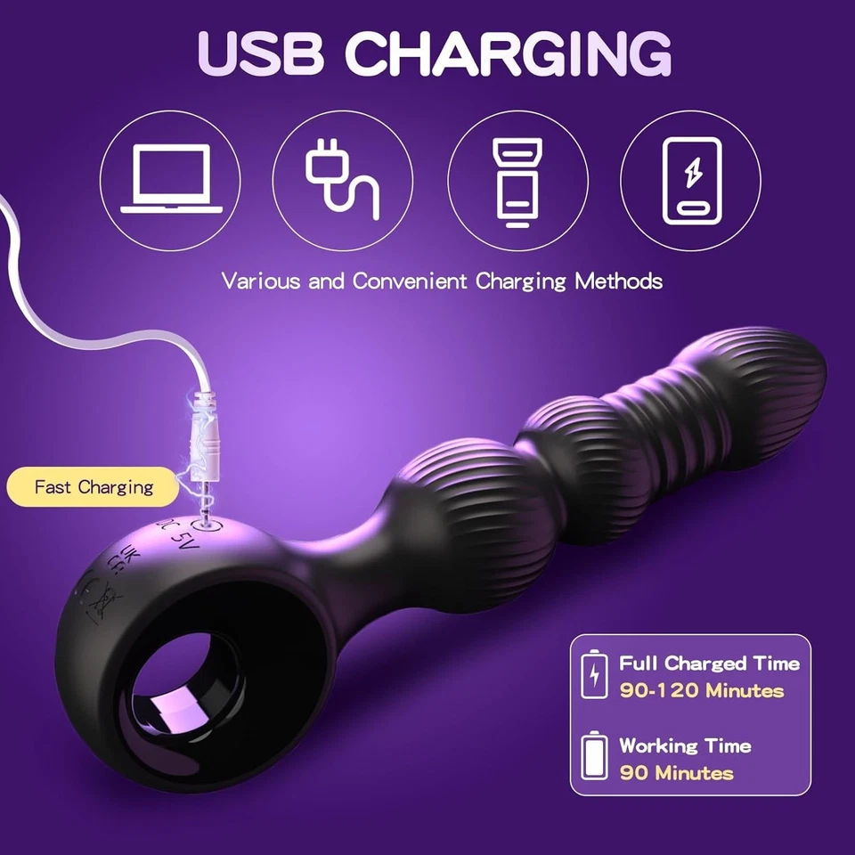 Thrusting Butt Plug & Prostate Massager Dual Vibration Anal Vibrator for Sex Toy - Image 2 of 4